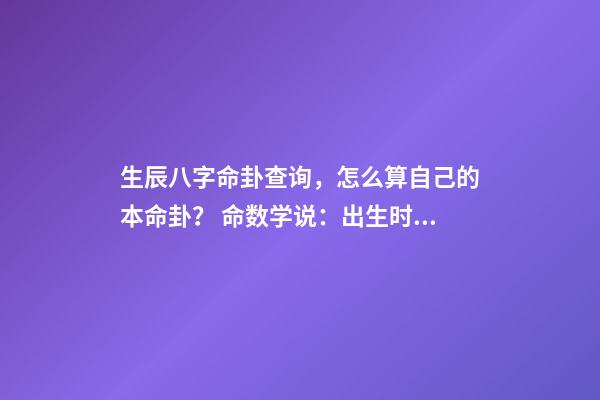 生辰八字命卦查询，怎么算自己的本命卦？ 命数学说：出生时辰怎么对应八卦-第1张-观点-玄机派